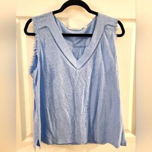 Cyrus Blue Sleeveless Tank Top with V-Neckline,  Sz L